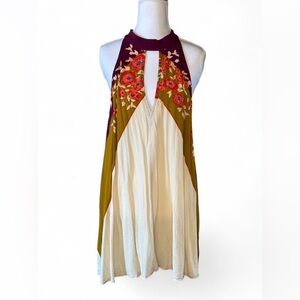 Free People Purple and Cream Floral Tunic